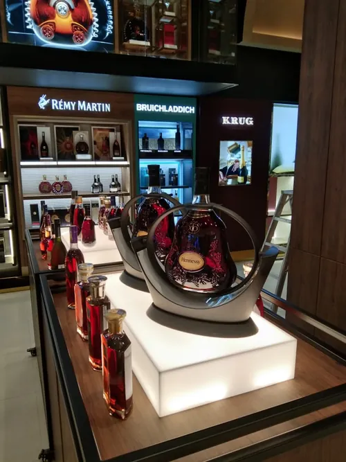 Spirits display cabinets at The Chamber, Starhill